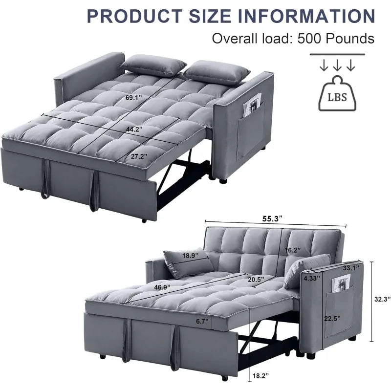 VelvetNest 3-in-1 Sofa