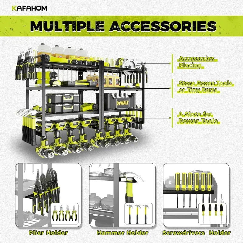 KAFAHOM Drill Holder & Garage Tool Shelf