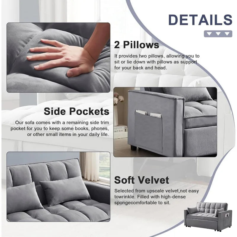 VelvetNest 3-in-1 Sofa